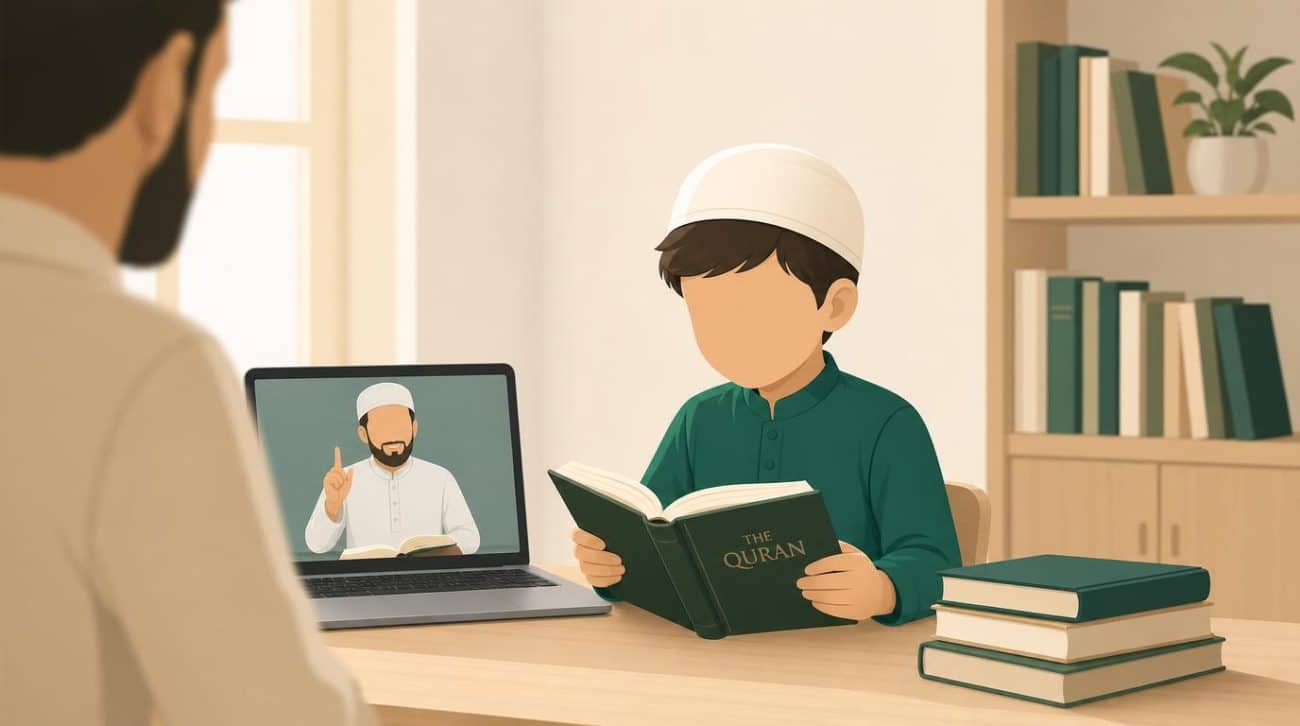 Anak muslim belajar Al-Qur'an dengan bahagia sesuai fitrah